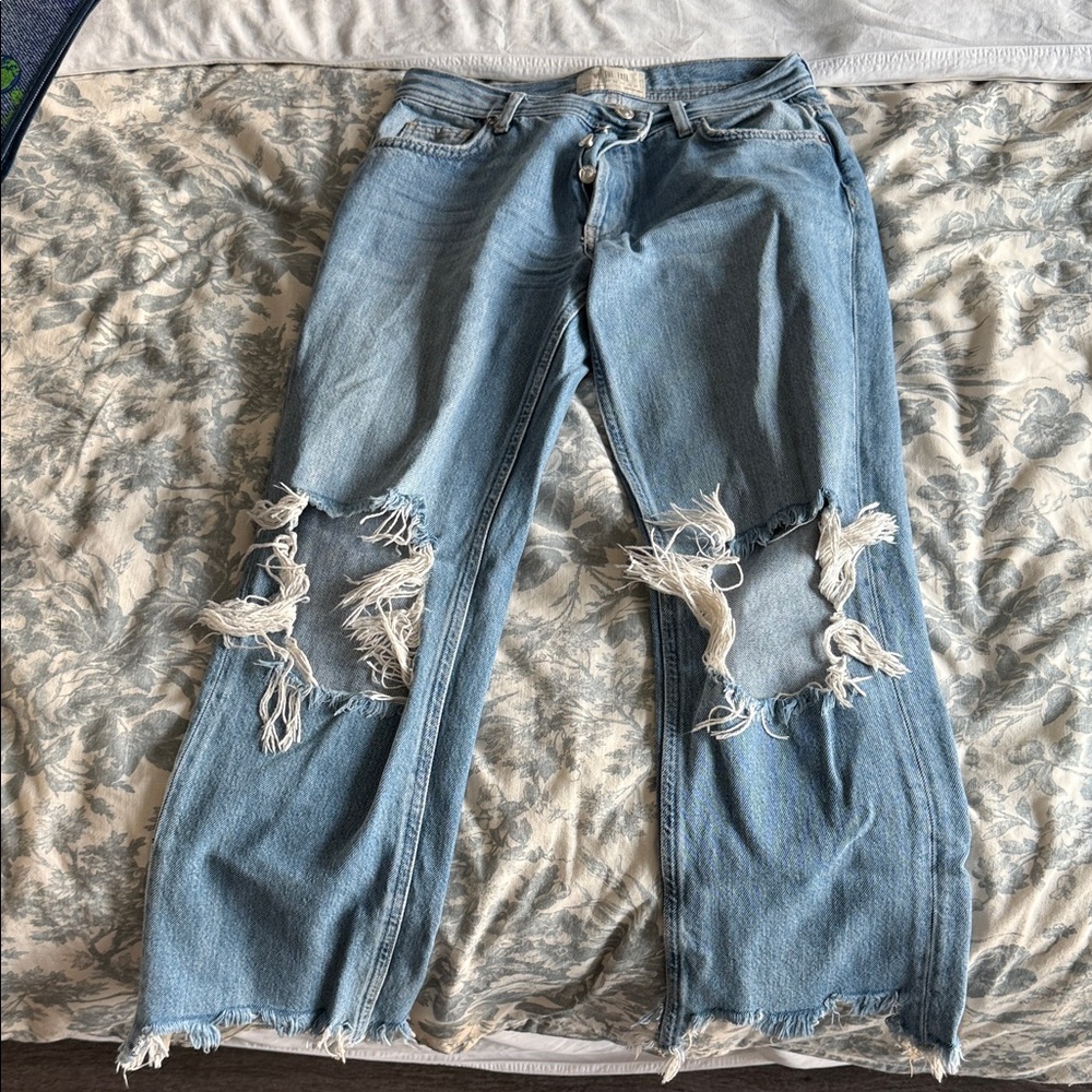 We The Free Blue Flare Wide Leg Jeans